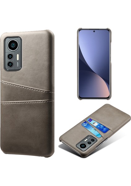 Xiaomi Için 12 Lite 5g Çift Kart Yuvalı Pu Deri Kaplamalı Cep Telefon Kılıfı Pu Deri Kaplamalı Sert Pc Anti-Çizelge Kabuk Grey (Yurt Dışından)