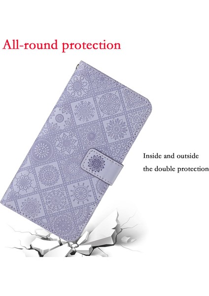 Xiaomi 12T 5G/12T Pro 5g/redmi K50 Ultra 5g Mıknatıs Toka Etnik Bastı Çiçek Cüzdan Hands Stand Deri Kılıf Strap-Murple (Yurt Dışından) indirimleri