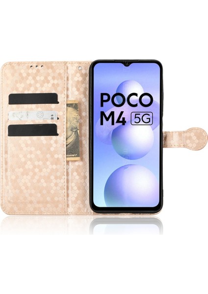 Xiaomi Poco M4 Için 5g Cüzdan Özelliği Pu Deri Flip Kapak Dot Desen Basılı Manyetik Kapatma Stand Şok Geçirmez Tpu Telefon Kılıfı Strap-Rose Altın (Yurt Dışından) modelleri