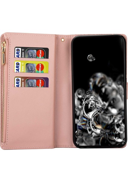 Xiaomi 12T 5G/12T Pro 5g/redmi K50 Ultra 5g Fermuarı Cüzdan Standı Anti-Drop Pu Deri Telefon Kılıfı Flip Lazer Oyma Hafif Yıldızlı Stil Telefon Kapağı Strap-Rose Gold ile (Yurt Dışından) fiyatları