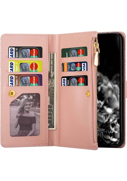 Xiaomi 12T 5G/12T Pro 5g/redmi K50 Ultra 5g Fermuarı Cüzdan Standı Anti-Drop Pu Deri Telefon Kılıfı Flip Lazer Oyma Hafif Yıldızlı Stil Telefon Kapağı Strap-Rose Gold ile (Yurt Dışından) fırsatları