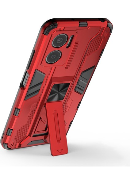 Xiaomi Için Redmi Note 11E 5g/redmi 10 5g/10 Prime+ 5g Telefon Kılıfı Kickstand Hirbrid Pc Soft Tpu Şok Emilim Kapak-Kırmızı (Yurt Dışından)