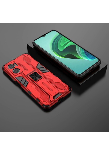 Xiaomi Için Redmi Note 11E 5g/redmi 10 5g/10 Prime+ 5g Telefon Kılıfı Kickstand Hirbrid Pc Soft Tpu Şok Emilim Kapak-Kırmızı (Yurt Dışından)