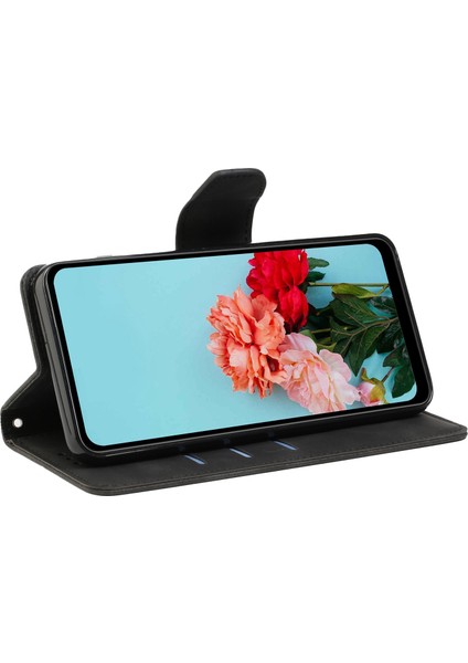 Xiaomi Için Redmi A1 4g/a2 4g Şok Geçirmez Düz Renkli Pu Deri Manyetik Telefon Kılıfı Stand Flip Cüzdan Kapağı Strap-Black (Yurt Dışından)