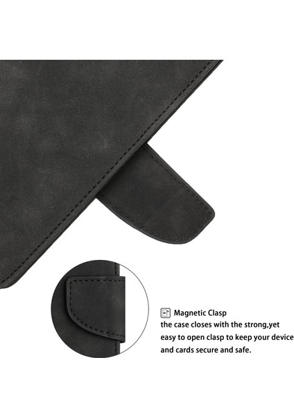 Xiaomi Için Redmi A1 4g/a2 4g Şok Geçirmez Düz Renkli Pu Deri Manyetik Telefon Kılıfı Stand Flip Cüzdan Kapağı Strap-Black (Yurt Dışından)