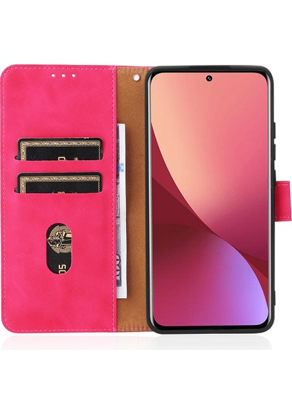 Xiaomi Için 12 Lite Anti-Çizik Pu Deri Cüzdan Telefon Kasası Standı Manyetik Kapanma Cilt Dokunuşu Hissi Şok Geçirmez Tutar Flip Cover-Rose (Yurt Dışından) fiyatları