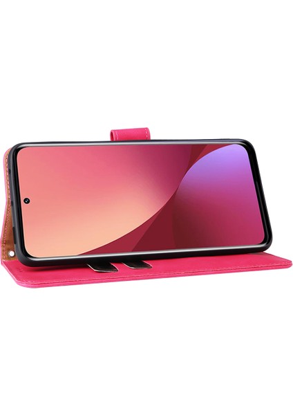 Xiaomi Için 12 Lite Anti-Çizik Pu Deri Cüzdan Telefon Kasası Standı Manyetik Kapanma Cilt Dokunuşu Hissi Şok Geçirmez Tutar Flip Cover-Rose (Yurt Dışından) modelleri