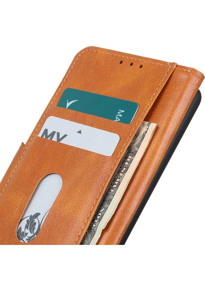 Xiaomi Redmi Için 10C Çift Katmanlı Koruma Pu Deri+Tpu Çılgın At Doku Doku Standı Cüzdan-Brown ile Mobil Kapak (Yurt Dışından) modelleri