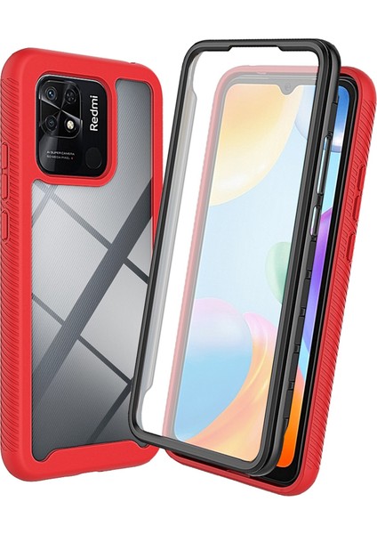 Xiaomi Redmi 10C Için Pc+Tpu Hibrit Kılıf, Pet Ekran Koruyucu-Kırmızılı Tam Giyim Dirençli 3'ü Cep Telefon Kabuğu Tam Kaplama (Yurt Dışından)