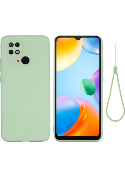 Xiaomi Redmi Için 10C Hassas Kesimler Sıvı Silikon Kılıf Yumuşak Mikrofiber Astar Damla Koruma Ince Ince Kapak Kayış Yeşili (Yurt Dışından)