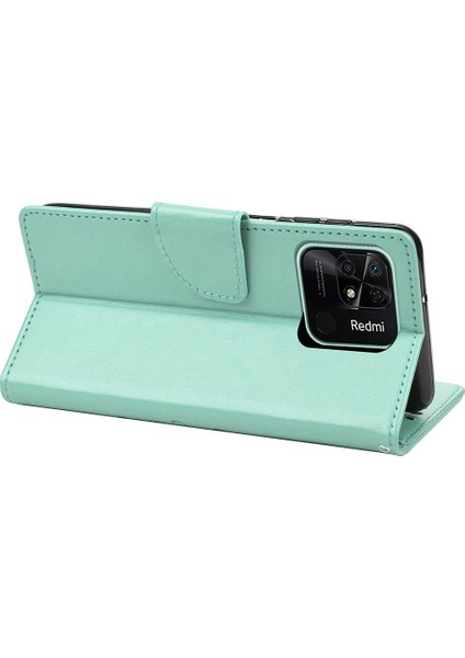 Xiaomi Redmi Için 10C Kelebek Çiçeği Baskılı Folio Flip Pu Deri Kılıf Stand Cüzdan Kapak Yeşil (Yurt Dışından) fırsatları