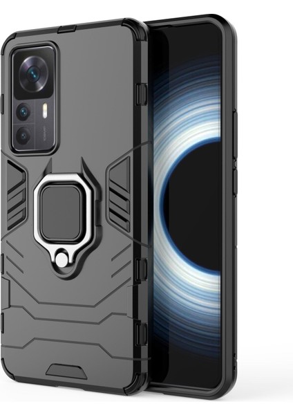 Xiaomi Redmi K50 Için Ultra 5G/12T 5g Ağır Hizmet Zırh Koruyucu Kapak Parmak Yüzüğü Kickstand Anti-Slip Sert Pc Yumuşak Tpu Şok Geçirmez Kasa-Siyah (Yurt Dışından)