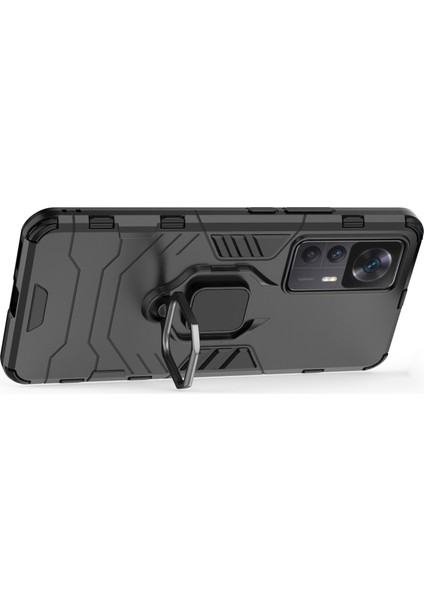 Xiaomi Redmi K50 Için Ultra 5G/12T 5g Ağır Hizmet Zırh Koruyucu Kapak Parmak Yüzüğü Kickstand Anti-Slip Sert Pc Yumuşak Tpu Şok Geçirmez Kasa-Siyah (Yurt Dışından) indirimleri