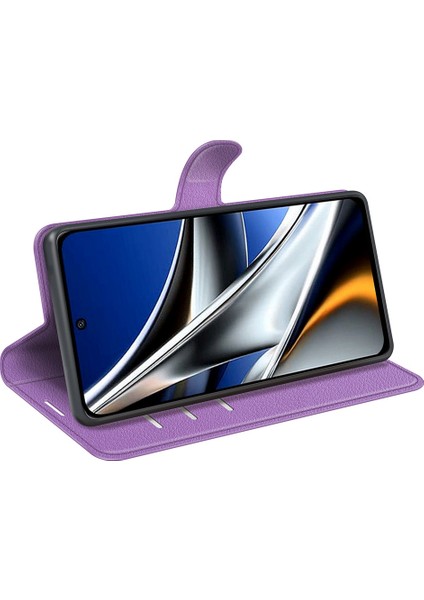 Folio Flip Litchi Cilt Deri Kılıfı Xiaomi Poco X4 Pro 5g, Damla Koruma Standı Kapak Telefon Cüzdan Aksesuar-Doğum (Yurt Dışından) modelleri