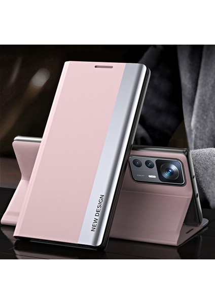 Xiaomi 12T 5G/12T Pro 5g/redmi K50 Ultra 5g Pu Deri Deri Deri Kapak Elektrapılaşma Tasarım Flip Telefon Kılıf Pembe (Yurt Dışından) indirimleri