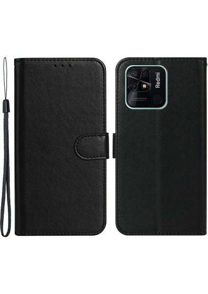 Cep Telefonu Xiaomi Redmi 10C 4g Için Cephane Cüzdan Kapağı, Soygun Stand Stand Anti-Çizelge Pu Deri Telefon Kılıfı Kayış-Black (Yurt Dışından)