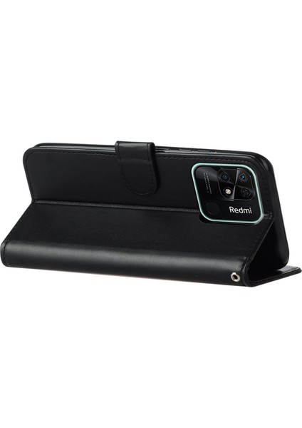 Cep Telefonu Xiaomi Redmi 10C 4g Için Cephane Cüzdan Kapağı, Soygun Stand Stand Anti-Çizelge Pu Deri Telefon Kılıfı Kayış-Black (Yurt Dışından)