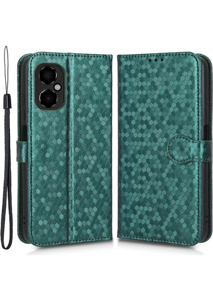 Xiaomi Poco M4 Için 5g Cüzdan Özelliği Pu Deri Flip Kapak Dot Desen Basılı Manyetik Kapatma Stand Şok Geçirmez Tpu Telefon Kılıfı (Yurt Dışından)