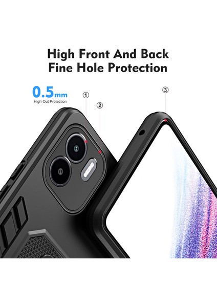Xiaomi Redmi A1 4g/a2 4g Kickstand Telefon Kasa Yüzüğü Kayışı Pc+Tpu Telefon Kapak Black (Yurt Dışından)