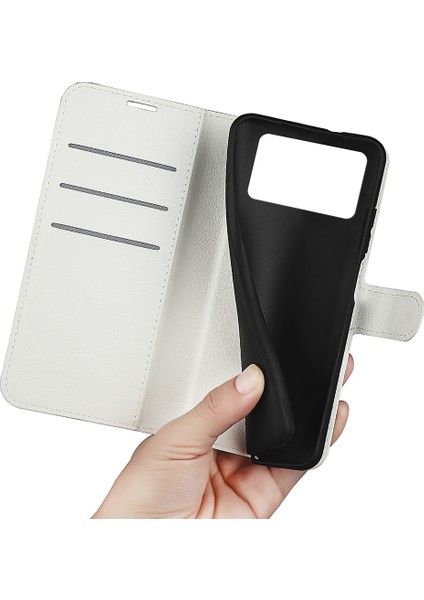 Folio Flip Litchi Cilt Deri Kılıf Xiaomi Poco X4 Pro 5g, Damla Koruma Standı Kapak Telefon Cüzdan Aksesuar-Beyaz (Yurt Dışından) fırsatları