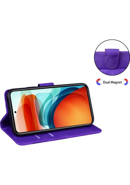 Xiaomi Redmi A1 4g/a2 4g Telefon Cüzdan Kılıfı Için, Kelebek Desen Baskı Dalgalı Pu Pu Deri Deri Touch Kapak Stand-Murple (Yurt Dışından)