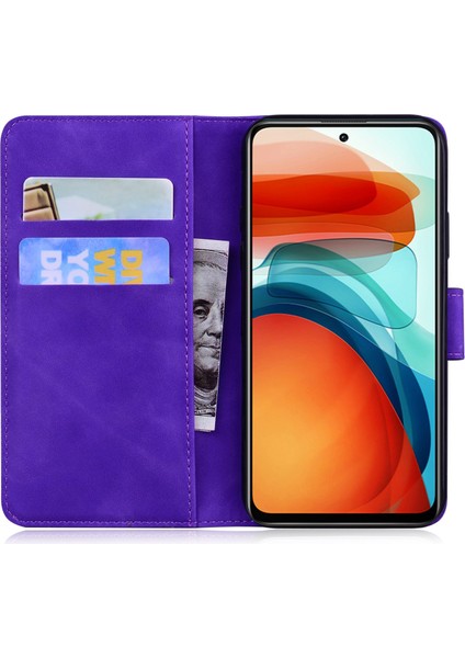 Xiaomi Redmi A1 4g/a2 4g Telefon Cüzdan Kılıfı Için, Kelebek Desen Baskı Dalgalı Pu Pu Deri Deri Touch Kapak Stand-Murple (Yurt Dışından)