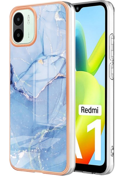 Düşme Koruması Tpu Xiaomi Için Telefon Kasası Redmi A1 4g/a2 4g Mermer Desen 2.0mm Elektrapılaştırma Çerçevesi Imd Kıçılama Anti-Koruyucu Koruyucu Telefon Kapak Mavisi (Yurt Dışından)