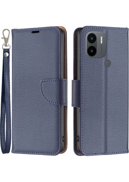 Xiaomi Için Bf Deri Kılıfı Redmi A1 4g/a2 4g/a1+ 4g/a2+ 4g/poco C50 4g Litchi Doku Pu Deri Deri Cüzdan Kitap Stili Kutu Manyetik Toka Stand Telefon Kapak Dark Mavi (Yurt Dışından)