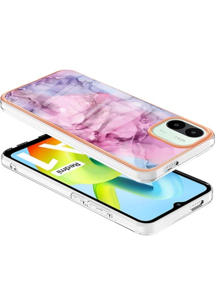 4U Sky Düşme Koruması Tpu Xiaomi Için Telefon Kasası Redmi A1 4g/a2 4g Mermer Desen 2.0mm Elektrapılaştırma Çerçevesi Imd Kıvlatıcı Koruyucu Koruyucu Telefon Kapak Çizgisi (Yurt Dışından)