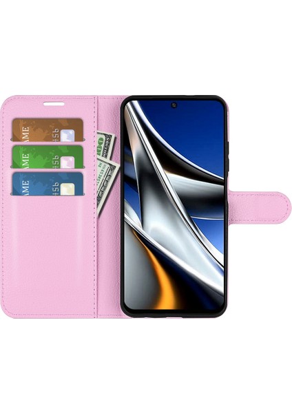 Folio Flip Litchi Cilt Deri Kılıfı Xiaomi Poco X4 Pro 5g, Damla Koruma Standı Kapak Telefon Cüzdan Aksesuar-Pembe (Yurt Dışından) fiyatları