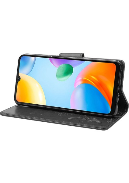 Xiaomi Redmi Için 10C Kelebek Çiçek Baskılı Folio Flip Pu Deri Kılıf Stand Cüzdan Kapak Black (Yurt Dışından) modelleri