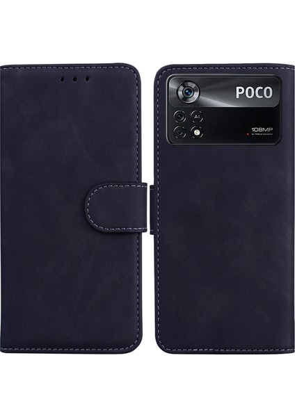 Xiaomi Için Poco X4 Pro 5g Pu Deri Flip Folio Kasa Cüzdan Stand Şok Geçirmez Tpu Iç Kabuk Telefon Kapak Black (Yurt Dışından)