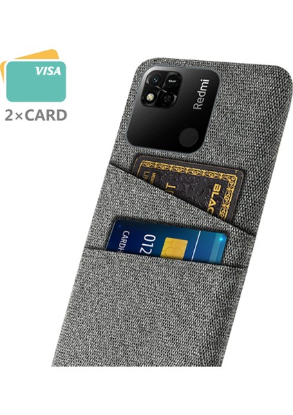 Çift Kart Yuvaları Bez+Pc Kılıfı Xiaomi Redmi 10A 4g, Kumaş Doku Anti-Fall Koruyucu Telefon Kapak Grey (Yurt Dışından)