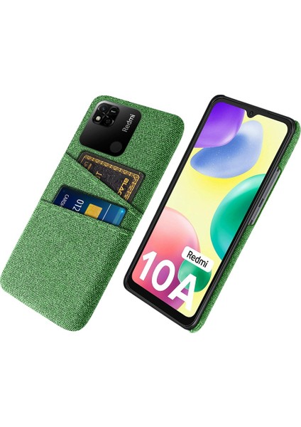 Çift Kart Yuvaları Bez+Pc Kılıfı Xiaomi Redmi 10A 4g, Kumaş Doku Anti-Fall Koruyucu Telefon Kapak Yeşil (Yurt Dışından)