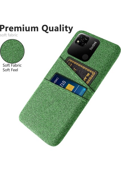 Çift Kart Yuvaları Bez+Pc Kılıfı Xiaomi Redmi 10A 4g, Kumaş Doku Anti-Fall Koruyucu Telefon Kapak Yeşil (Yurt Dışından) modelleri