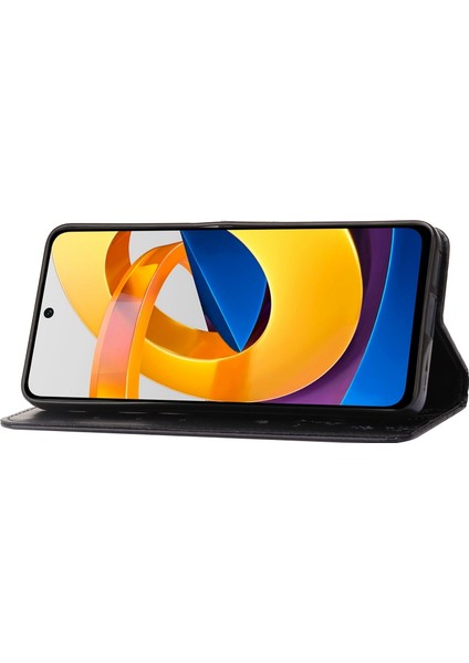 Kelebek Çiçek Baskı Cüzdan Deri Kılıfı Xiaomi Poco X4 Pro 5g, Manyetik Toka Tasarım Telefon Kabuğu Aksesuarı Stand-Black (Yurt Dışından) modelleri