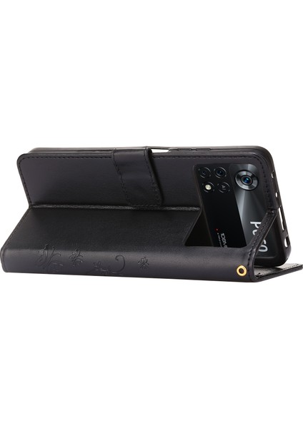 Kelebek Çiçek Baskı Cüzdan Deri Kılıfı Xiaomi Poco X4 Pro 5g, Manyetik Toka Tasarım Telefon Kabuğu Aksesuarı Stand-Black (Yurt Dışından) fırsatları