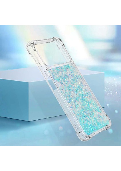 Xiaomi Poco X4 Pro 5g Sıvı Glitter Telefon Koruyucu Kılıf Hareketli Hızlı ve Yüzen Tpu Yastık Net Kapak Mavisi/pentagramlar (Yurt Dışından)