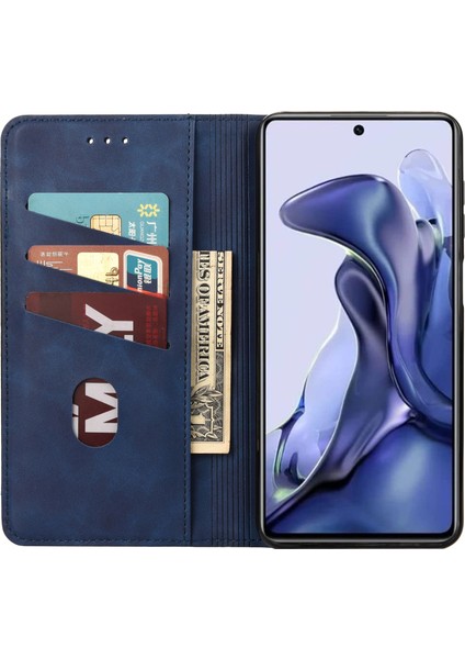 Xiaomi Için Poco X4 Pro 5g Birleştirme Pu Deri Telefon Kılıfı Tam Koruma Cilt Duygu Dokunmatik Dokunma Stand Flip Cüzdan Kapak Mavisi (Yurt Dışından)