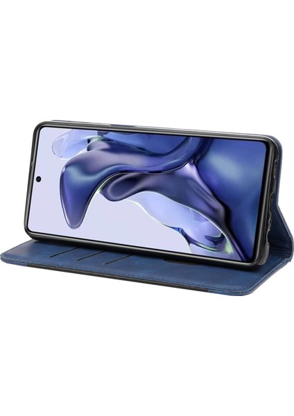 Xiaomi Için Poco X4 Pro 5g Birleştirme Pu Deri Telefon Kılıfı Tam Koruma Cilt Duygu Dokunmatik Dokunma Stand Flip Cüzdan Kapak Mavisi (Yurt Dışından)