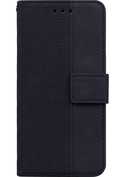 Xiaomi Için Poco M4 Pro Cüzdan Stand Telefon Kılıfı Geometrisi Basılı Pu Deri Kapak Black (Yurt Dışından) modelleri
