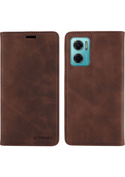 Xiaomi Için Redmi 10 5g/not 11E 5g/10 Prime+ 5g/11 Prime 5g Telefon Flip Kılıf Stand Deri Rfıd Bloking Cüzdan Kapak-Kahverengi (Yurt Dışından)
