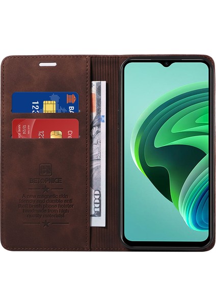 Xiaomi Için Redmi 10 5g/not 11E 5g/10 Prime+ 5g/11 Prime 5g Telefon Flip Kılıf Stand Deri Rfıd Bloking Cüzdan Kapak-Kahverengi (Yurt Dışından)