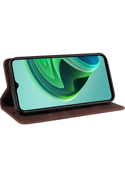 Xiaomi Için Redmi 10 5g/not 11E 5g/10 Prime+ 5g/11 Prime 5g Telefon Flip Kılıf Stand Deri Rfıd Bloking Cüzdan Kapak-Kahverengi (Yurt Dışından)