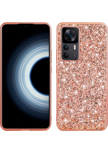 Xiaomi 12T 5G/12T Pro 5g/redmi K50 Ultra 5g Parlak Glitter Sequins Telefon Kılıf Kılıf Döyesi Elektraplatma Tpu Çerçeve Sert Pc Arka Kapak Golü Altın (Yurt Dışından)