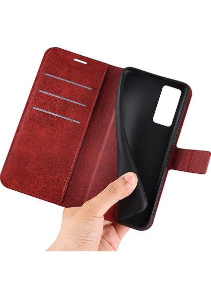 Xiaomi Için 12 Lite Dokulu Pu Deri Kapak Stand Fonksiyon Manyetik Kapanma Kitap Tarzı Flip Cüzdan Kılıf Kırmızısı (Yurt Dışından) fiyatları