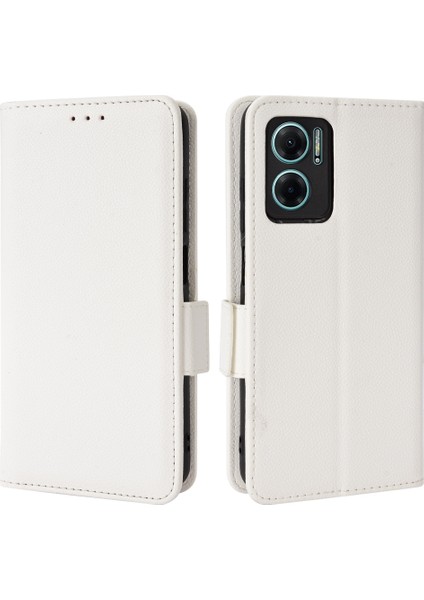 Xiaomi Için Redmi Note 11E/REDMI 10 5g/redmi 10 Prime+ 5g Pu Deri Litchi Doku Kılıfı Tam Koruma Stand Flip Folio Cüzdan Kapak-Beyaz (Yurt Dışından)