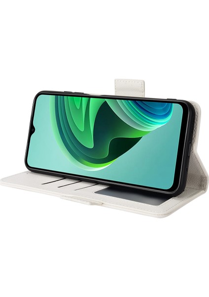 Xiaomi Için Redmi Note 11E/REDMI 10 5g/redmi 10 Prime+ 5g Pu Deri Litchi Doku Kılıfı Tam Koruma Stand Flip Folio Cüzdan Kapak-Beyaz (Yurt Dışından)