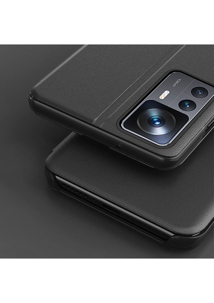 Xiaomi 12T 5G/12T Pro 5g/redmi K50 Ultra 5g Görünüm Pencere Pu Deri Telefon Standı Tam Koruma Kapak-Moral (Yurt Dışından) modelleri