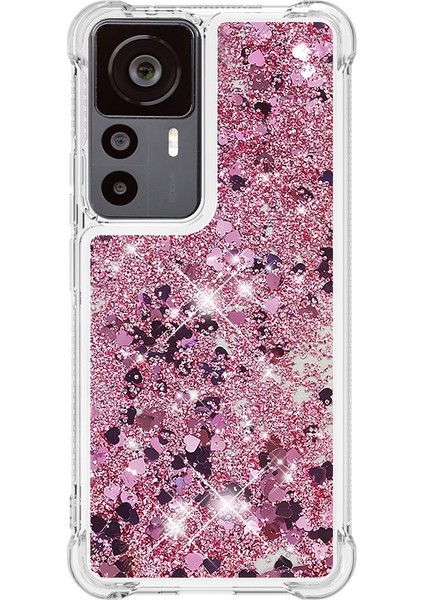 Xiaomi 12T 5G/12T Pro 5g/redmi K50 Ultra 5g Tpu Tpu Tpu Kılıf Sıvı Yüzen Glitter Pullar Koruyucu Telefon Kapak Gül Sol/kalpler (Yurt Dışından) modelleri